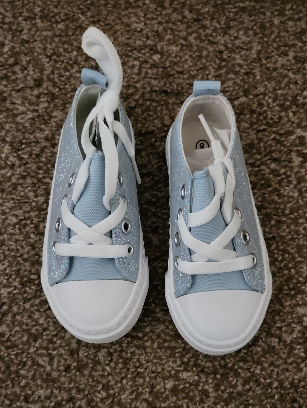 Toddler Light Blue Glitter Lace-Up Sneakers